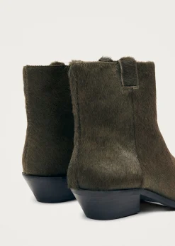 Syd Soft Khaki Leather Ankle Boots|ALOHAS Online