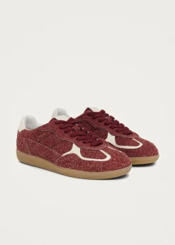 Tb.490 Rife Suede Fuzzy Red Leather Sneakers|ALOHAS Outlet