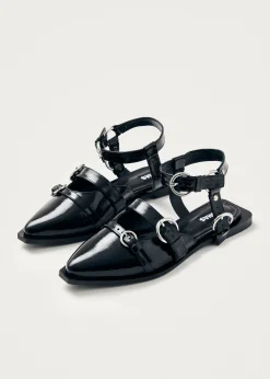 Thalara Onix Black Leather Ballet Flats|ALOHAS Discount