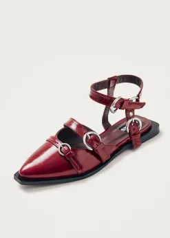 Thalara Onix Burgundy Leather Ballet Flats|ALOHAS Sale
