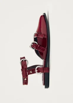 Thalara Onix Burgundy Leather Ballet Flats|ALOHAS Sale