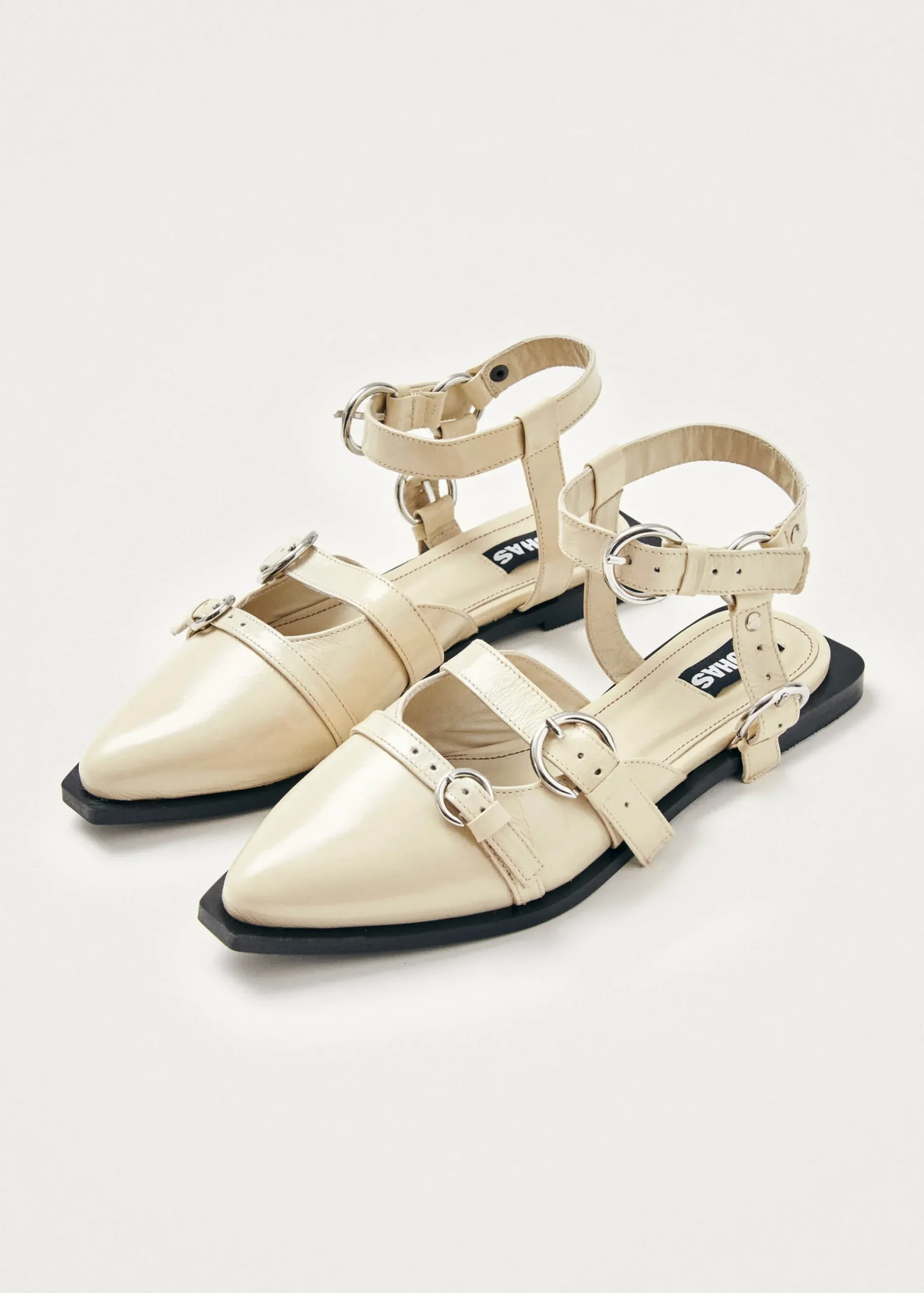 Thalara Onix Cream Leather Ballet Flats|ALOHAS New