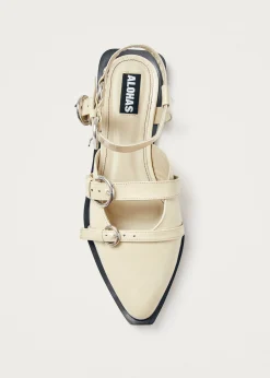 Thalara Onix Cream Leather Ballet Flats|ALOHAS New