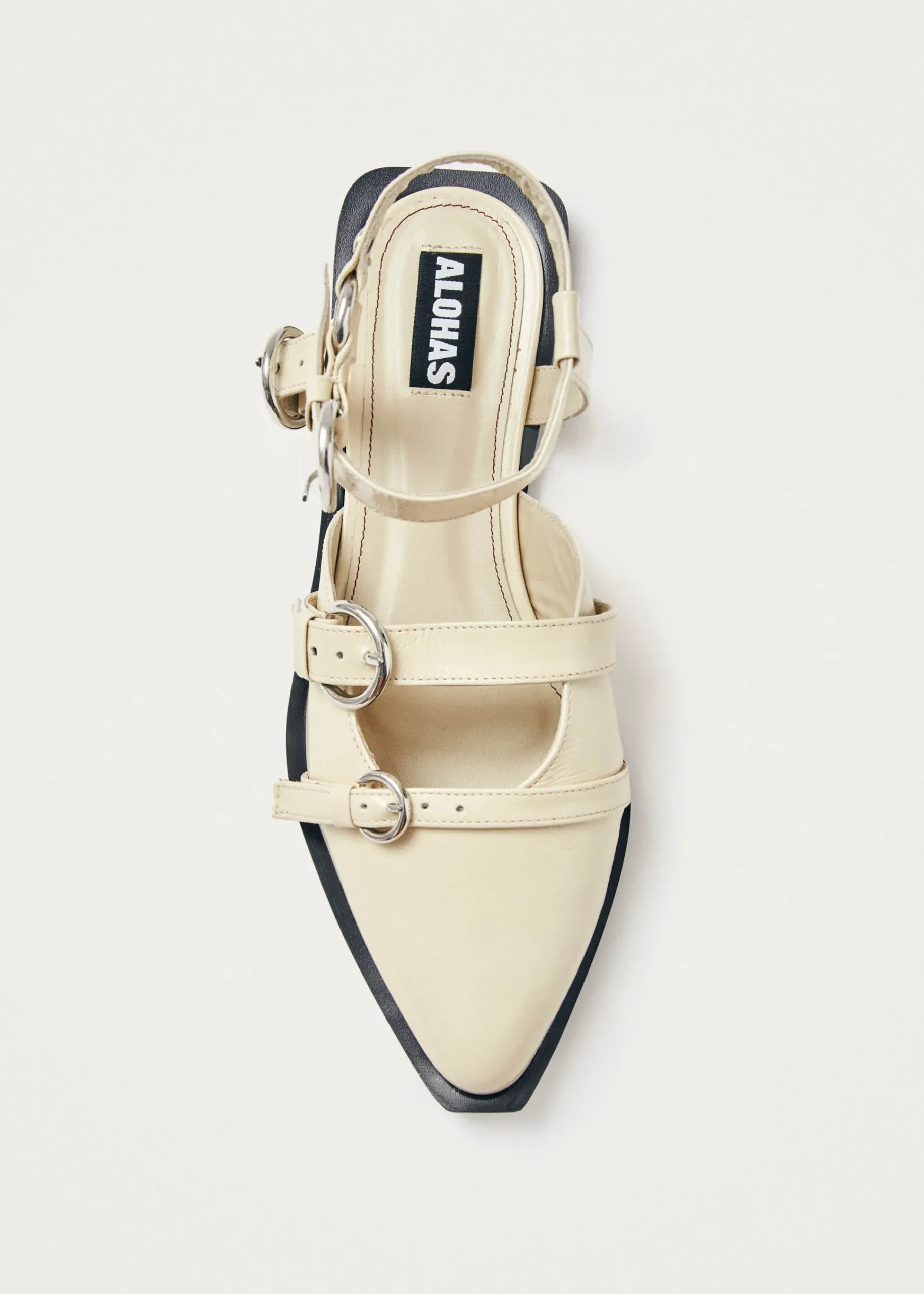 Thalara Onix Cream Leather Ballet Flats|ALOHAS New