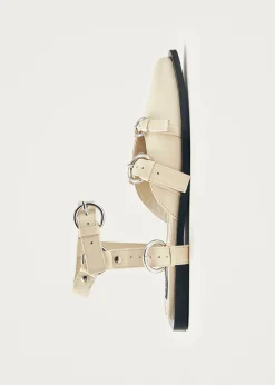 Thalara Onix Cream Leather Ballet Flats|ALOHAS New
