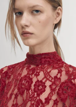 Tiban Lace Wine Dress|ALOHAS Online