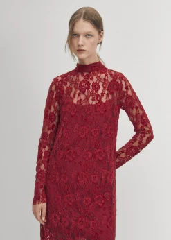 Tiban Lace Wine Dress|ALOHAS Online