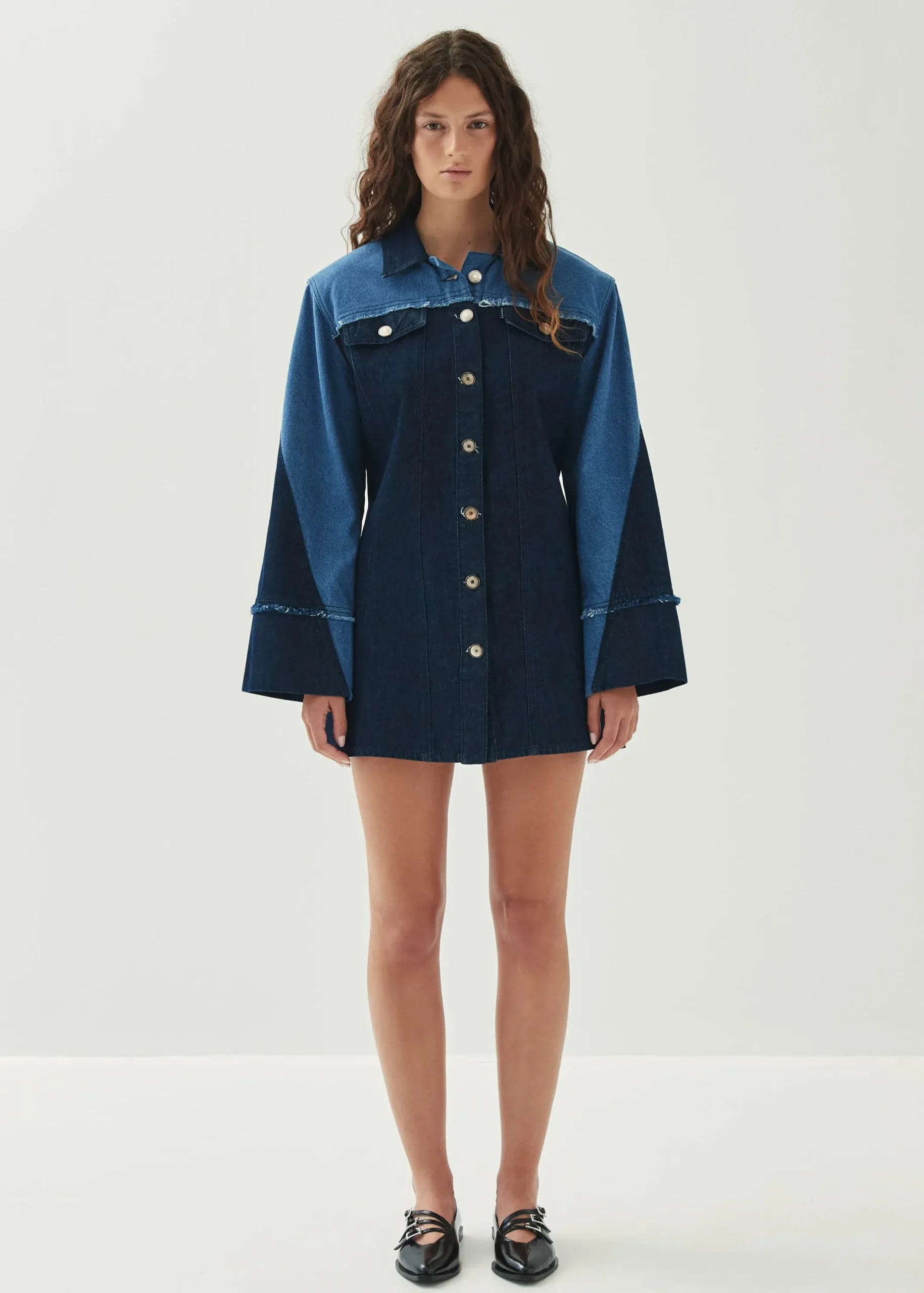 Veden Bicolor Indigo Denim Dress|ALOHAS Fashion