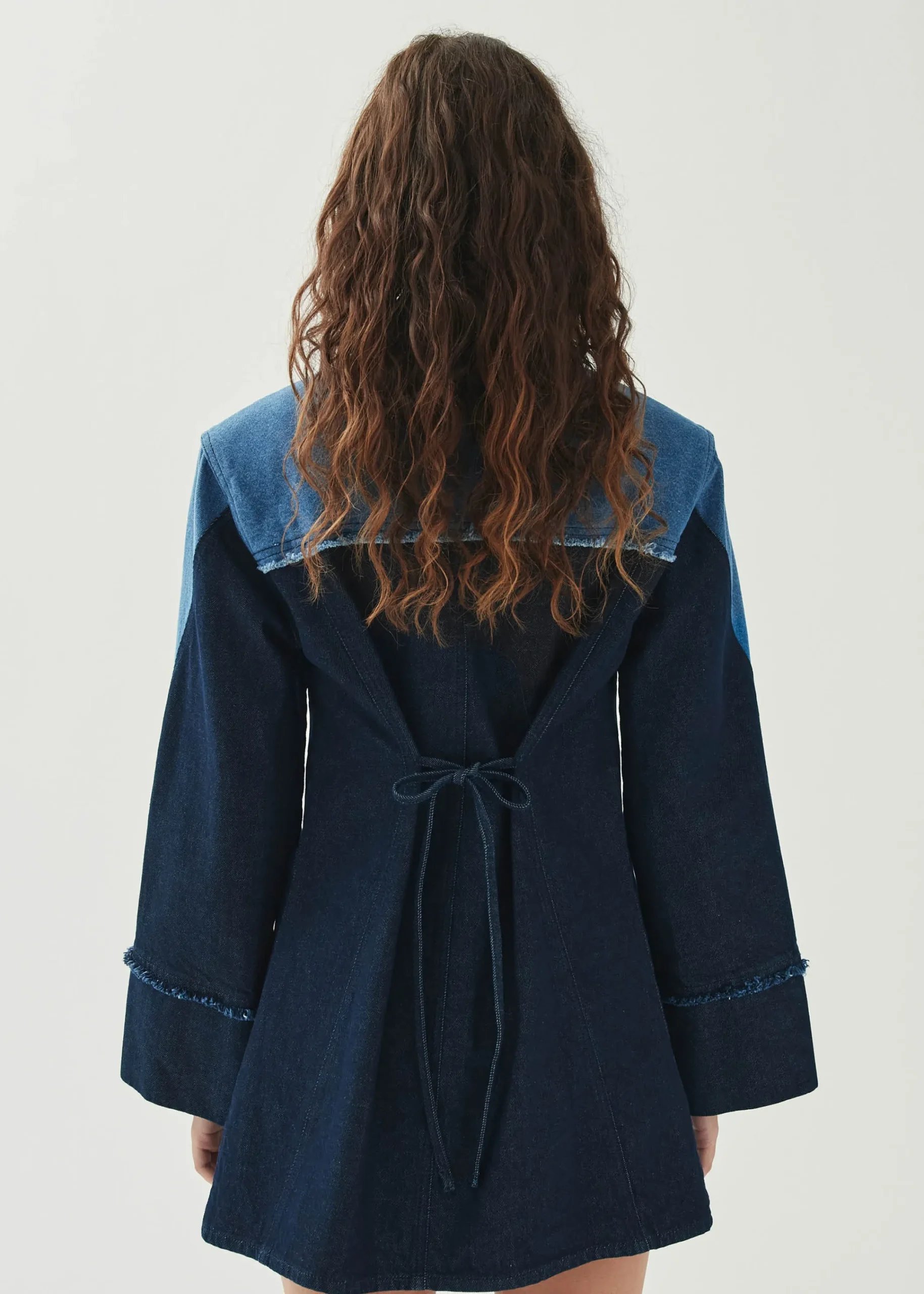 Veden Bicolor Indigo Denim Dress|ALOHAS Fashion