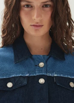 Veden Bicolor Indigo Denim Dress|ALOHAS Fashion