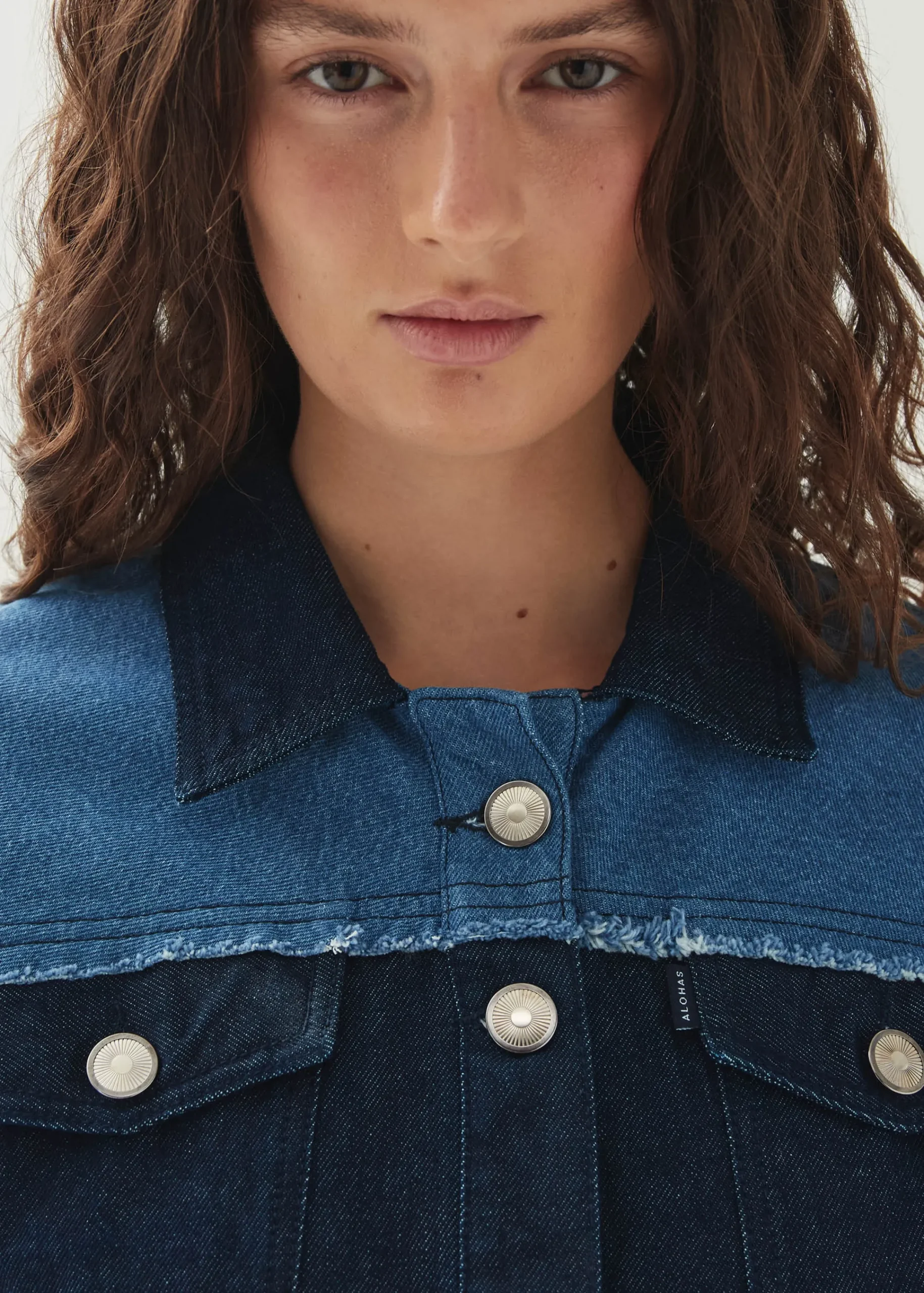 Veden Bicolor Indigo Denim Dress|ALOHAS Fashion