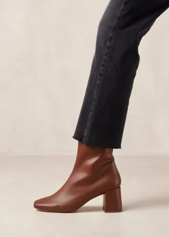 Watercolor Gingerbread Brown Vegan Leather Boots|ALOHAS Discount