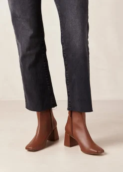 Watercolor Gingerbread Brown Vegan Leather Boots|ALOHAS Discount