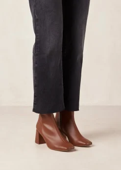 Watercolor Gingerbread Brown Vegan Leather Boots|ALOHAS Discount