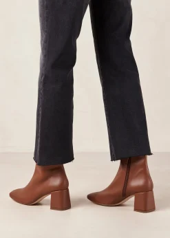 Watercolor Gingerbread Brown Vegan Leather Boots|ALOHAS Discount