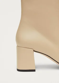 Watercolor Tahini Beige Vegan Leather Ankle Boots|ALOHAS Sale