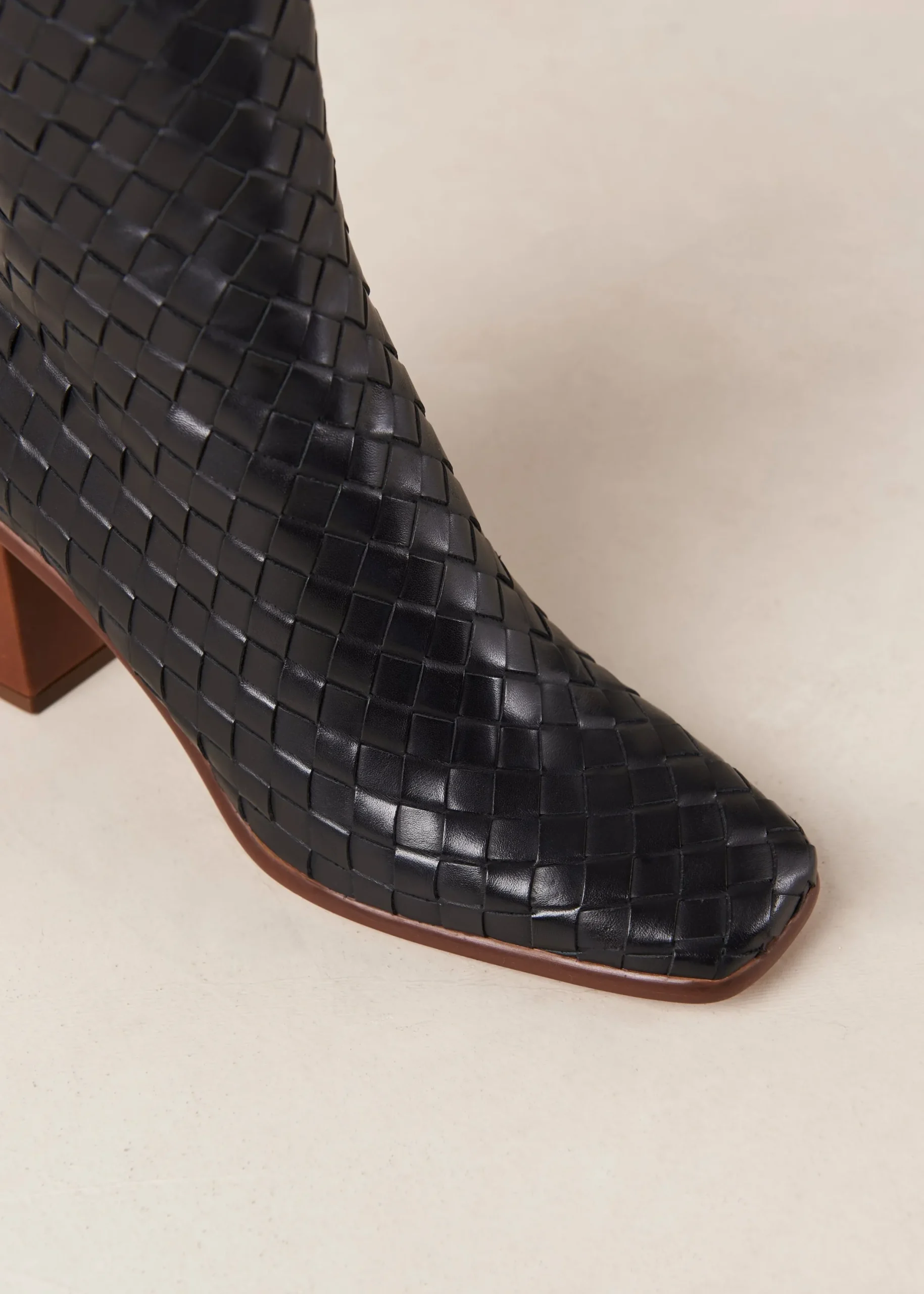 West Braided Black Leather Ankle Boots|ALOHAS New