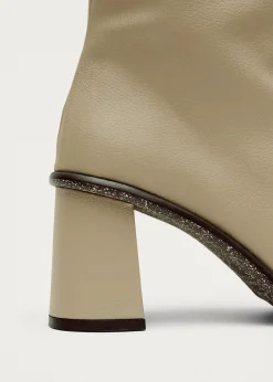 West Cactus Warm Sand Beige Vegan Leather Ankle Boots|ALOHAS New