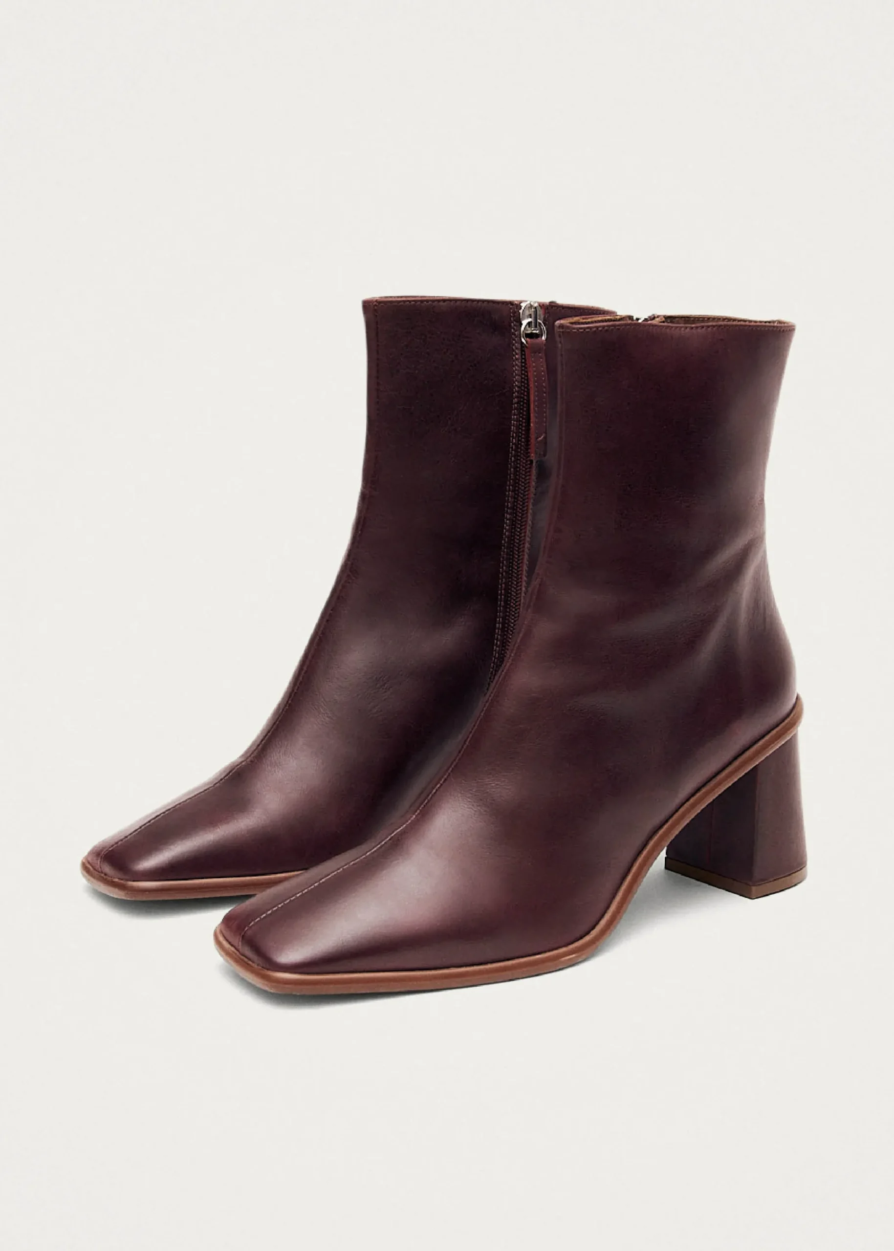West Cape Wine Burgundy Leather Ankle Boots|ALOHAS Fashion