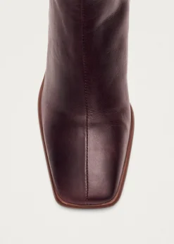 West Cape Wine Burgundy Leather Ankle Boots|ALOHAS Fashion
