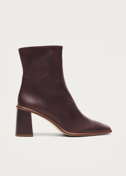 West Cape Wine Burgundy Leather Ankle Boots|ALOHAS Fashion