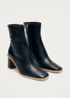 West Vintage Black Leather Ankle Boots|ALOHAS Outlet