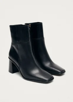 West Vintage Total Black Leather Ankle Boots|ALOHAS Online