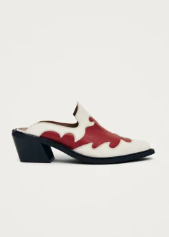 Weston Bicolor Cream Leather Mules|ALOHAS New