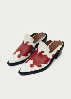 Weston Bicolor Cream Leather Mules|ALOHAS New