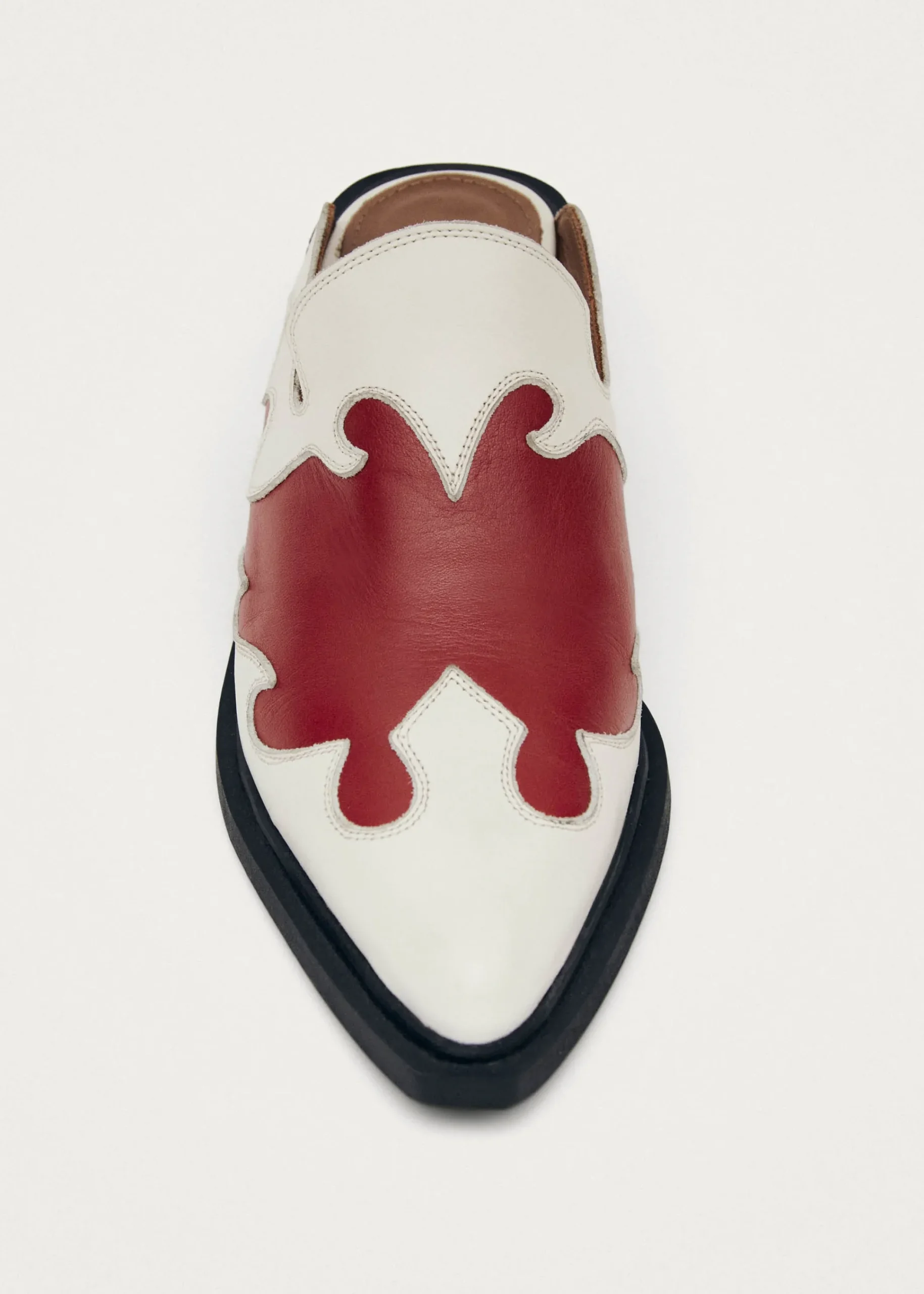 Weston Bicolor Cream Leather Mules|ALOHAS New