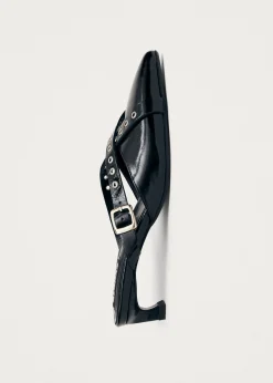 Zyra Onix Black Leather Mules|ALOHAS Online