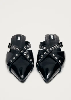 Zyra Onix Black Leather Mules|ALOHAS Online