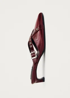 Zyra Onix Burgundy Leather Mules|ALOHAS Outlet