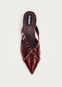 Zyra Onix Burgundy Leather Mules|ALOHAS Outlet