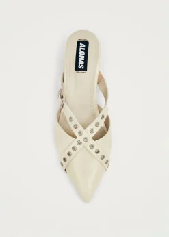 Zyra Onix Cream Leather Mules|ALOHAS Hot