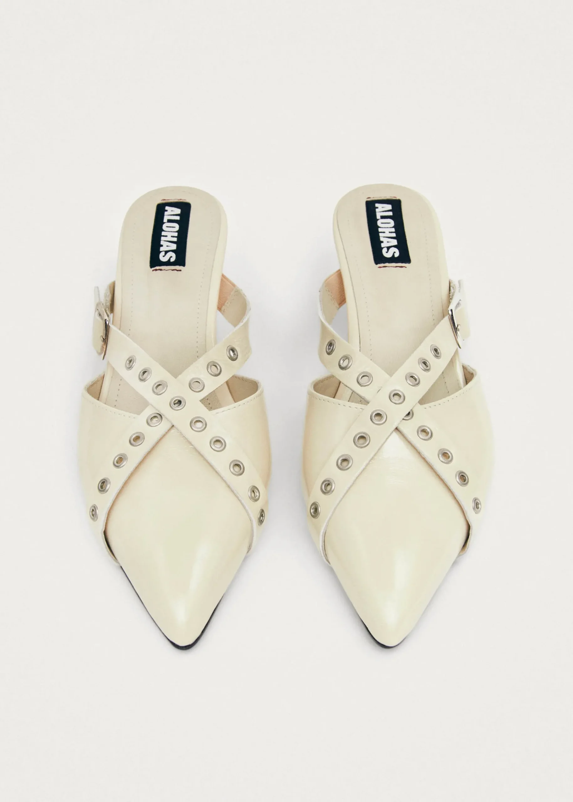 Zyra Onix Cream Leather Mules|ALOHAS Hot